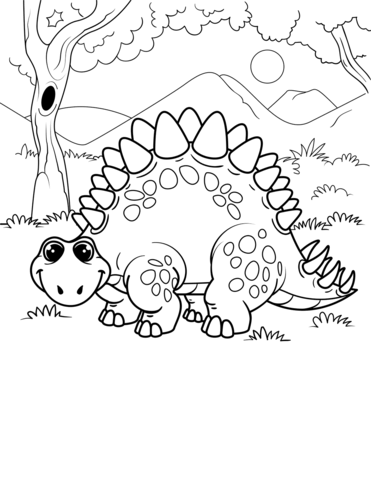 Cute Stegosaurus Coloring Page